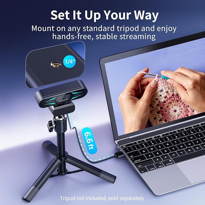 EMEET C60E Dual-Camera 4K Webcam for Streaming Wide-Angle and Telephoto Cameras Max 11X Hybrid Zoom &amp PDAF Autofocus Remote Control RGB Lighting 2 Mics Ideal for Livestreaming and Online Mee