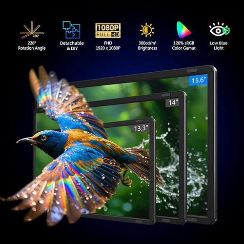 15.6 Laptop Screen Extender FHD 1080P IPS Portable Triple Monitor for Laptops 13.3-17.3 USB-C/HDMI Plug &amp Play 120% sRGB Low Blue Light Detachable Monitor Extender for Windows/MacOS