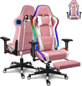 Ergonomic Pro Gaming Chair Video Game Chair with Footrest and 7-Point Massage Computer Chair with Speakers and RGB Lights Office Chairs Height Adjustable 4D Armrests Lumbar Support HeadrestPi