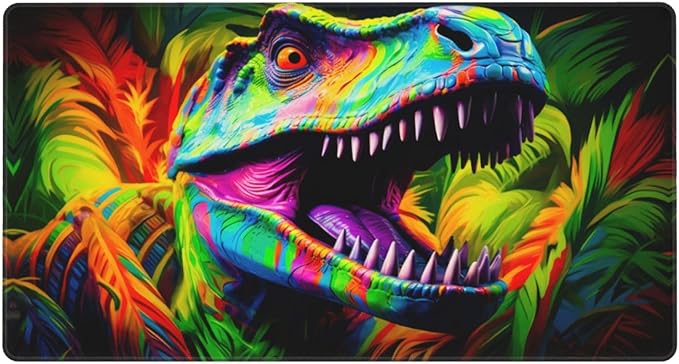 Colorful Dinosaur Mouse Pad Non Slip Large Desk Keyboard Mat Gaming Protection Pad 16X29.5 Inch