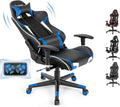 Goplus Gaming Chair - Racing Style High Back PU Leather Adjustable Arms &amp Headrest Ergonomic Reclining Game Chair with Rolling Swivel Base