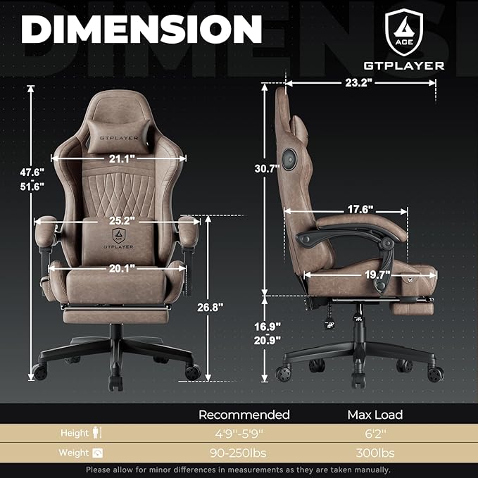 GTPLAYER ACE-PRO Music Gaming Chairs – Built-in Speakers App Support &amp Bluetooth Control Computer Game Chairs with Footrest for Adults Ergonomic Reclining Silla Linkage Armrest Light Brown