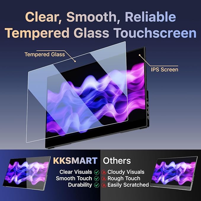 Portable Monitor Touchscreen 15.6 inch 1080P FHD 90% sRGB 60Hz Travel Monitor for Laptop MacBook Surface PC Xbox PS5 HDMI USB-C VESA Compatible Built-in Speaker