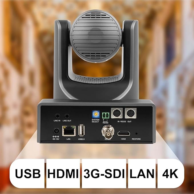 SMTAV 4KP60UHD 20X Optics Zoom PTZ Camera Support AI Auto Tracking and POE with Network IP Live Streaming Simultaneous NDMi 3G-SDI and USB2.0 Video Output for Conferences Church Teaching