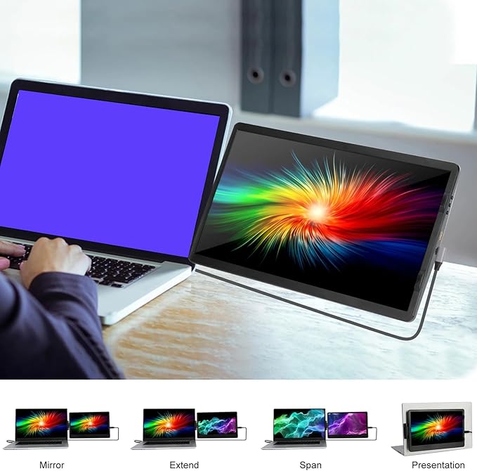 1920x1080 Portable External Monitor Laptop Extender Display Screen for Mobile Devices Second Monitor Display for Gaming