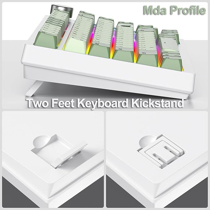 Fogruaden 75% Mechanical Gaming Keyboard - 75 Percent Matcha Hot Swappable Gasket Mount Red Switch RGB Backlit 82 Keys TKL Mechanical Keyboard with Knob