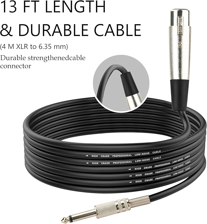 Marengo Dynamic Vocal Microphone for Karaoke SpeakerWired Handheld Mic with On and Off Switch and 13ft Detachable Cable