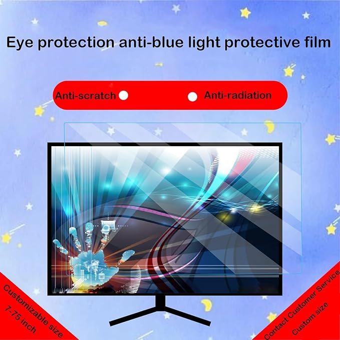 Desktop Computer 17-27 Inch Screen Hd Film Anti Blue Light Anti-Scratch Injury ScreenRelieve Computer Eye Strain and Help You Sleep Better19.1inch(377x301mm)