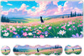 ARTSO Keyboard Wrist Rest Large Mouse Pad Wrist Support 4 in 1 Memory Foam Keyboard Pad Desk Mat Set Ergonomic Wrist Rest Cushion for Home Office Gaming-Cat and Flower Sea