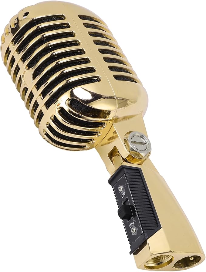 Zunate Retro Dynamic Microphone with Rugged Structure and Flexible Positioning for KTV and Live Performances (Gold Tape)