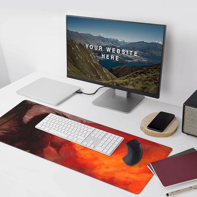 Dragon Large Mouse Pad Gaming Mousepad with Wrist Support Rubber Computer Keyboard Mat for Desk Laptop Non-Slip Full Deskmat Protector Waterproof Writing Pad Office Home 16x35.5 in