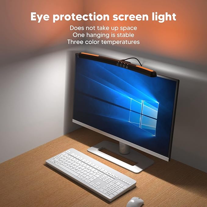 Luqeeg Curved Monitor Light Bar Computer Monitor Lamp Touch Dimming Screen Light Bar LED Monitor Light Reading Light with 3 Color Temp Modes &amp 7 Color RGB Adjustable for Office Home