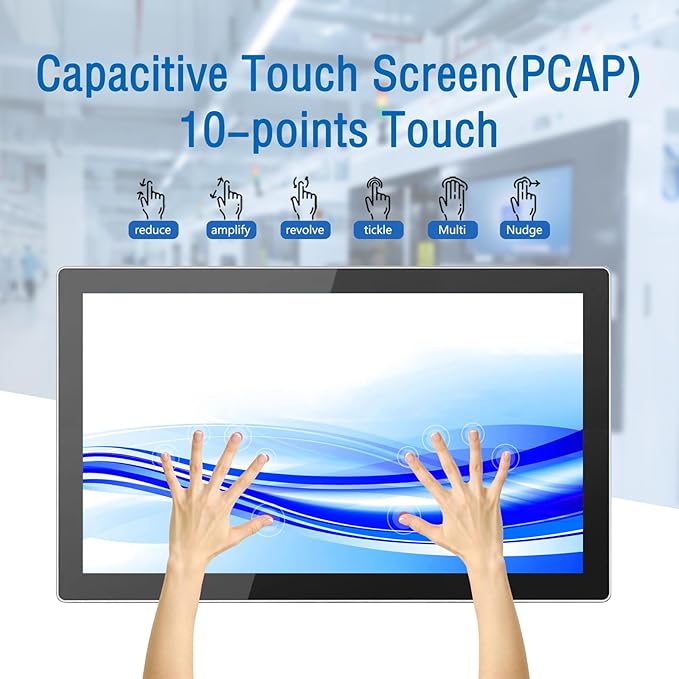 GreenTouch 15.6 Inch High Resolution Embedded Touch Screen Industrial Monitor Front IP65 Panel Rugged Metal Case Display - 1920x1080