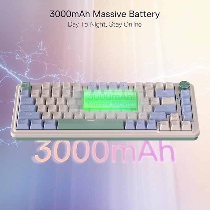 Redragon K673 PRO 75% Wireless Gasket RGB Gaming Keyboard 3-Modes 81 Keys Compact Mechanical Keyboard w/Hot-Swap Socket Dedicated Knob Control &amp Sound Absorbing Pads Linear Red Switch