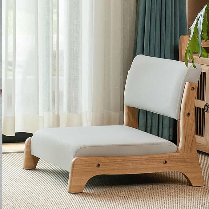 ELEFOCUS Portable Leg Meditation Floor Chair Lazy Bay Window Chair with Comfortable High Elasticity Foam Cushion(Light Gray)