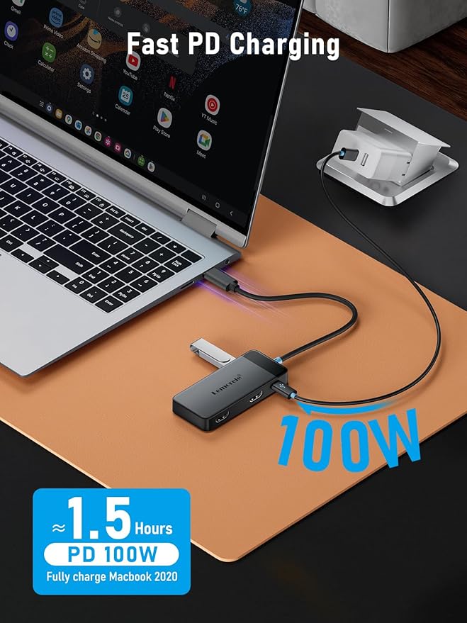 Lemorele Docking Station Dual Monitor USB C Hub Multiport Adapter w/2 HDMI 4K 5Gbps USB3.0 &amp 2 USB2.0 100W PD Charging - USB C Dock for Laptop Dell/HP/Surface(MacOS only Supports SST Mode)