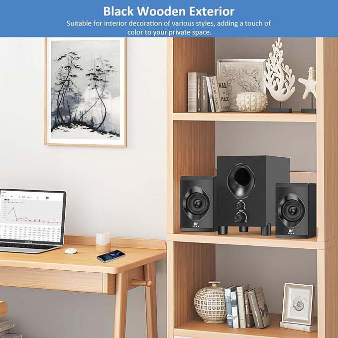 OROW Bluetooth Computer SpeakersPC Speaker with SubwooferFront Knob 18W Wireless PC SpeakersSupport AUX&ampBluetooth PlayGreat for Party/Game/TV (S213)