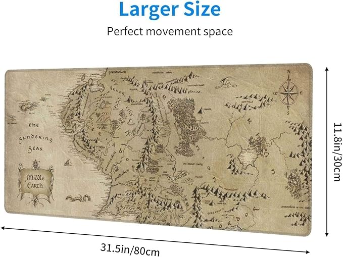 Gaming Mouse Pad XL Extended Large Mouse Mat Desk Pad 31.5x11.8Stitched Edges Non Slip Mousepad for ComputerOfficeKeyboard and Laptop-Retro Earth Map