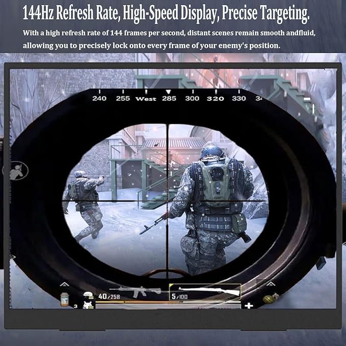16 Portable Monitor 165Hz (Support 144Hz)100% sRGB 16:10 1200P FHD IPS HDR Gaming Monitor Ultra-Slim Travel Monitor with Speakers External Second Screen for Laptop PSMac XboxSwitch