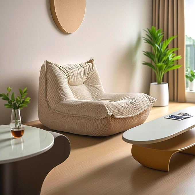 ELEFOCUS Lazy Floor SofaFloor Chair Lounge Bean Bag Chair Single Sofa for Living Room Bedroom Salon Office(A)