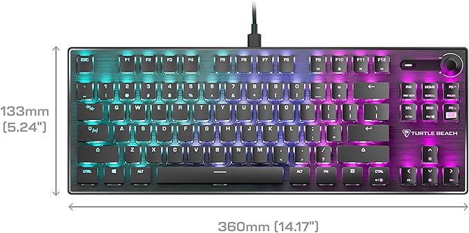 Turtle Beach Vulcan TKL Tenkeyless Linear Mechanical Titan Switch PC Gaming Keyboard with Per-Key AIMO RGB Lighting Anodized Aluminum Top Plate and Detachable USB-C Cable - Black