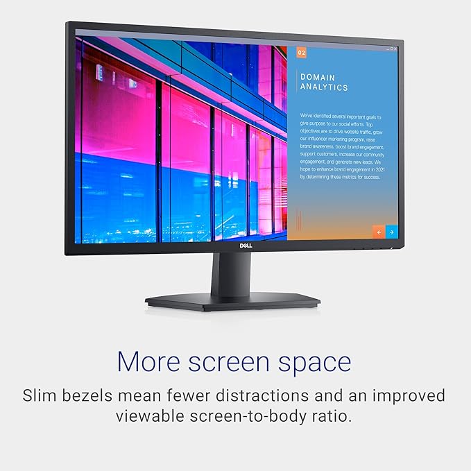 Dell SE2722H Monitor - 27-inch Full HD (1920 x 1080) 60Hz 8ms Display HDMI/VGA Connectivity AMD FreeSync Technology Tilt Adjustability - Black