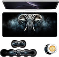 Keyboard Mouse Pad Set Extended Gaming Mouse Pad+Ergonomics Keyboard Wrist Rest Support Memory Foam Easy Typing Pain Relief 4Pcs XL Ultra Thick Desk MatMisty Elephant