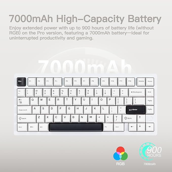 KEEBMONKEY WOBKEY Rainy 75 CNC Aluminum HMX/JWK/Cocoa Switches Triple-Mode Connectivity Mechanical Keyboard with Superior Acoustics RGB/FR4/Silver SUS304/7000mAh/Cocoa Switch (Pro - Luna)