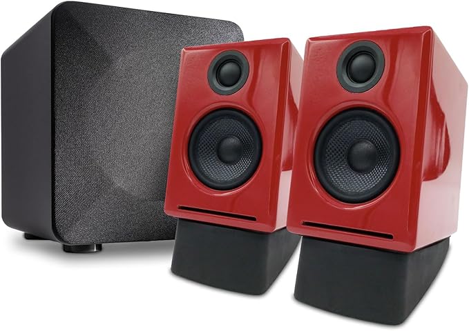 Audioengine A2 Red Computer Speakers with 210W S6 Subwoofer and DS1 Stands