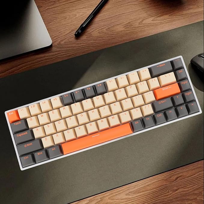 60% Mechanical Gaming Keyboard Dynamic RGB Backlit Gaming Keyboard 68 Keys Mini Wired Office Keyboard with Red Switch Full Key Hot Swappable for Laptop PC