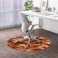Orange Black PU Leather Desk Chair Mat for Hard Floors Camo Vibrant Camouflage Lattice Computer Gaming Rolling Chair Mat Under Desk Low-Pile Rug Abstract Texture Diameter 39.4 in