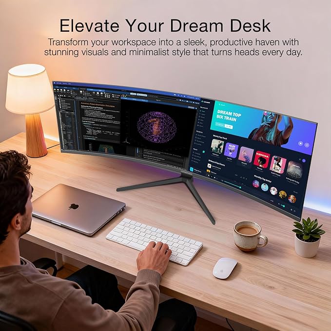 49 inch Curved Ultrawide Monitor with Remote 120Hz WDQHD(5120 x 1440p) 5K Gaming Monitor R1500 HDR 3000:1 Contrast sRGB 125% USB-C FreeSync PIP/PBP Built-in Speaker HDMI 2.1 &amp DP 1.4