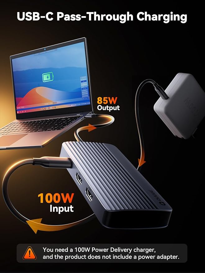 QUUGE Docking Station Dual Monitor 2 HDMI 7 in 1 USB C Hub with Dual HDMI 4K PD Charging 5Gbps USB 3.0 3 USB2.0 USB C Docking Station for Dell XPS/HP/Lenovo/Surface/Yoga etc