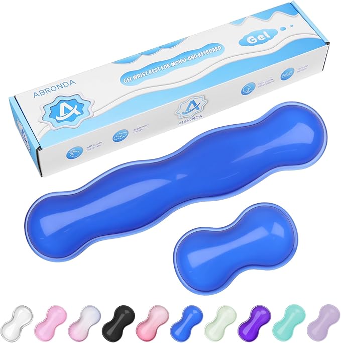 Gel Wrist Rest for Keyboard and Mouse Wrist Rest for Keyboard Mouse Wrist Support Pain Relief Cool Touch Non-Skid Keyboard and Mouse Wrist pad Set