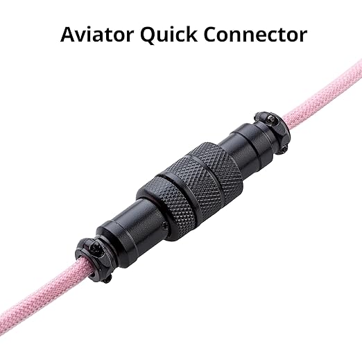 GUNMJO Pro Custom Coiled USB C Cable for Gaming Keyboard Double-Sleeved Mechanical Keyboard Cable with Detachable Metal Aviator 1.5M USB-C to USB-A Black Pink