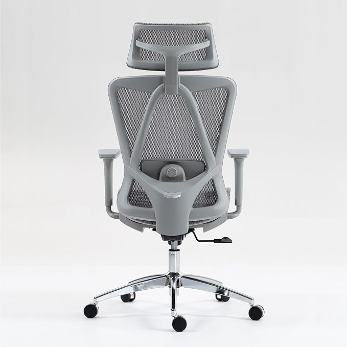 Ergonomic High Back Mesh Office Chair - Adjustable Lumbar Support Headrest &amp 3D Armrests Swivel Desk Chair for Home Office and Gaming (Gray Model C)