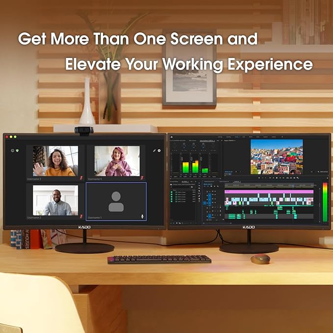 Kado Dual Monitor Setup - 2-Pack 27 Curved 1500R 1920x1080 Computer Monitor 75Hz VESA Mount HDMI Office Gaming Built-in Speakers (C27 Dual Series)