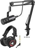 MAONO XLR Podcast Dynamic Microphone Cardioid Studio Mic Works for Audio Interface Audio Mixer for Vocal Recording Streaming Gaming Voice Isolation Technology Metal Mic with Headphones