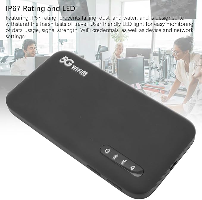 Pomya 5G Mobile Hotspot WiFi 6 Portable Router with SIM Card Slot for Home and Travel Support 16 Devices 6100mAh Battery SIM Not Included
