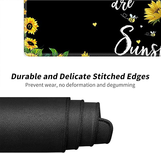 Desk Pad Mat Large Mouse Pad XL Extended Mousepad Gaming with Sunflower 31.5 *11.8 Huge Mouse Pads for Computer Laptop Home Office + Cup Coaster You are My Sunshine
