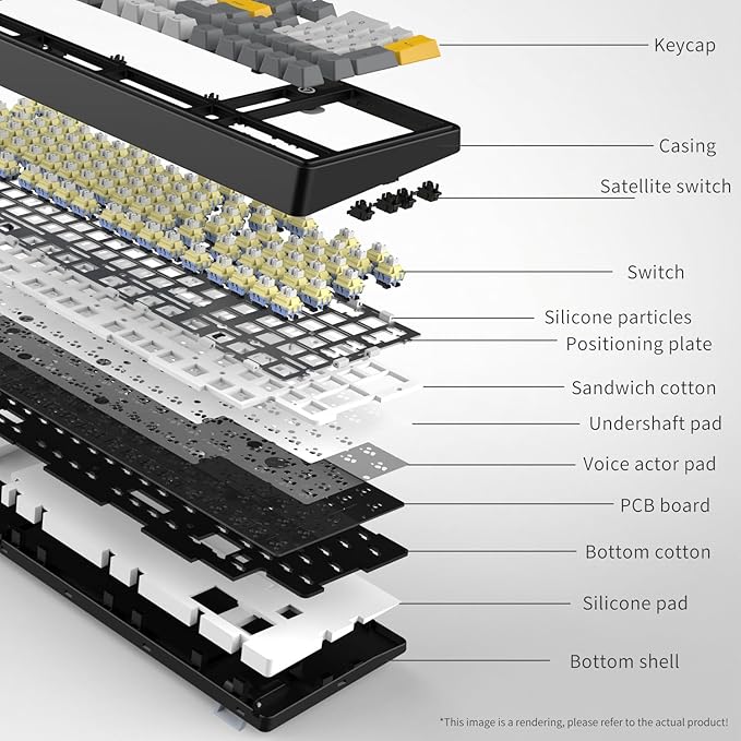 FIRSTBLOOD ONLY GAME. AK980 101-Key Hot-Swappable Mechanical Keyboard Gasket Mount RGB Backlit Programmable Macro Full N-Key Rollover with Dreamscape Linear Switches (Starfall Gray)