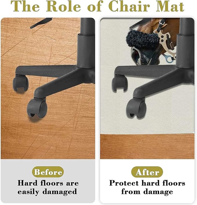 Brown Cream PU Leather Office Chair MatComputer Gaming Desk Chair Mat Chestnut Color Horse Gaming Computer Chair Mat for Home Office Gaming Room Horses Diameter 39.4 in