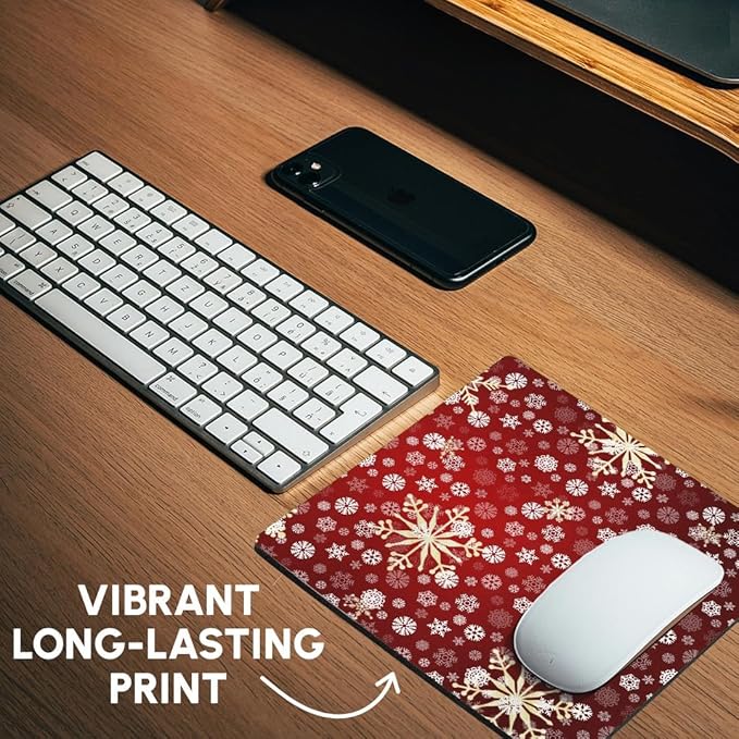3dRose LLC 8 x 8 x 0.25 Inches Mouse Pad Red/White Christmas Snowflakes (mp_59045_1)