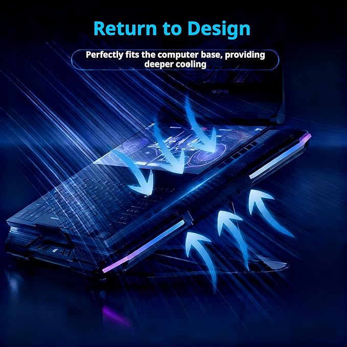 Gaming Laptop Cooling Pad with 10-Color RGB &amp 5-Speed Dual Cooling - Semiconductor &amp Fan Cooling System 7-Height Adjustable Stand for up to 21 Laptops