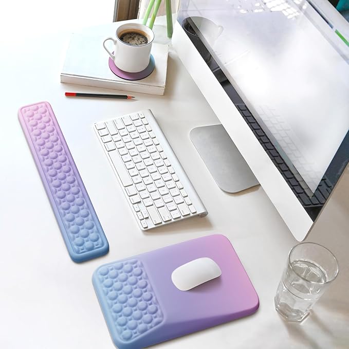 Ospelelf Keyboard Wrist Rest Pad for Computer Ergonomic Large Mouse Pad with Wrist Support Office Arm Rest Purple