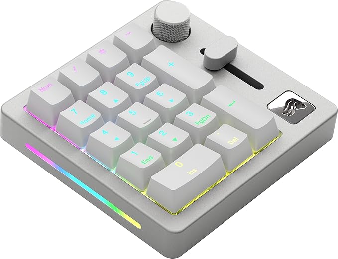 GLORIOUS GMMK Mechanical Numpad- 10 Key USB Programmable Keypad - Hot Swappable Volume Control RGB Backlit Wired &amp Wireless Bluetooth - Laptop &amp Keyboard Accessories- White