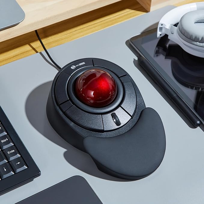 Wired Ergonomic Trackball Mouse Programmable Roller Ball Mice Tilt Scroll