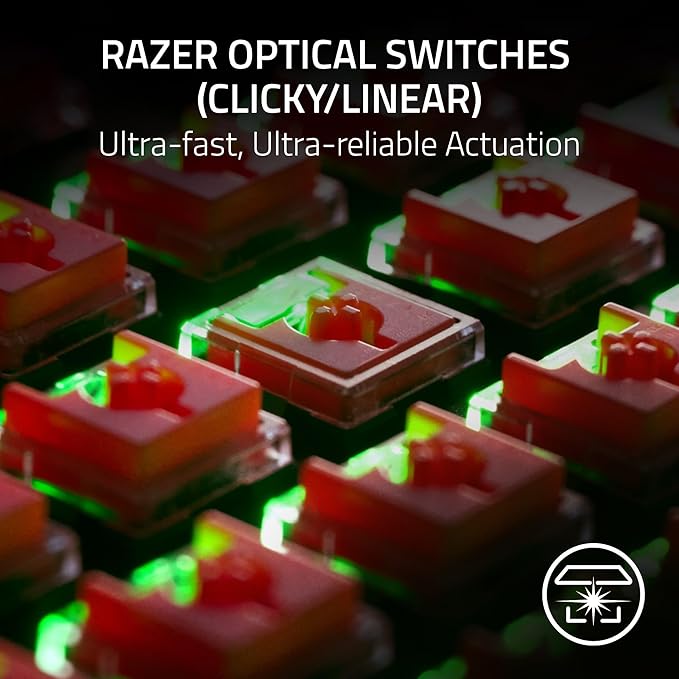Razer DeathStalker V2 Pro Wireless Gaming Keyboard: Low-Profile Optical Switches - Linear Red - Hyperspeed Wireless &amp Bluetooth 5.0-40 Hr Battery - Ultra-Durable Coated Keycaps - Chroma RGB (Renew