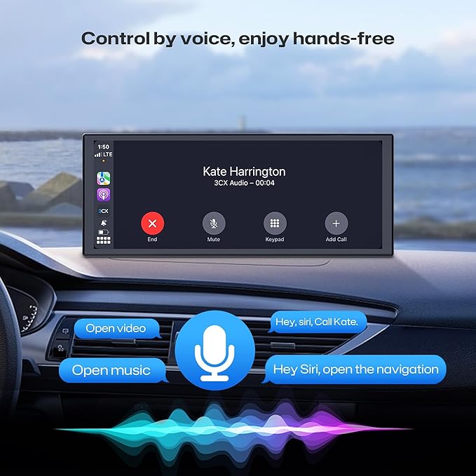 INNOVV V1 10.3 Inch Carplay Screen for Car 1920 * 720 IPS Touch Screen Car Stereo with GPS Navigation Dual-Band WiFi Bluetooth Audio Siri Apple Carplay &amp Android Auto Car Stereo Fit All Vehicl
