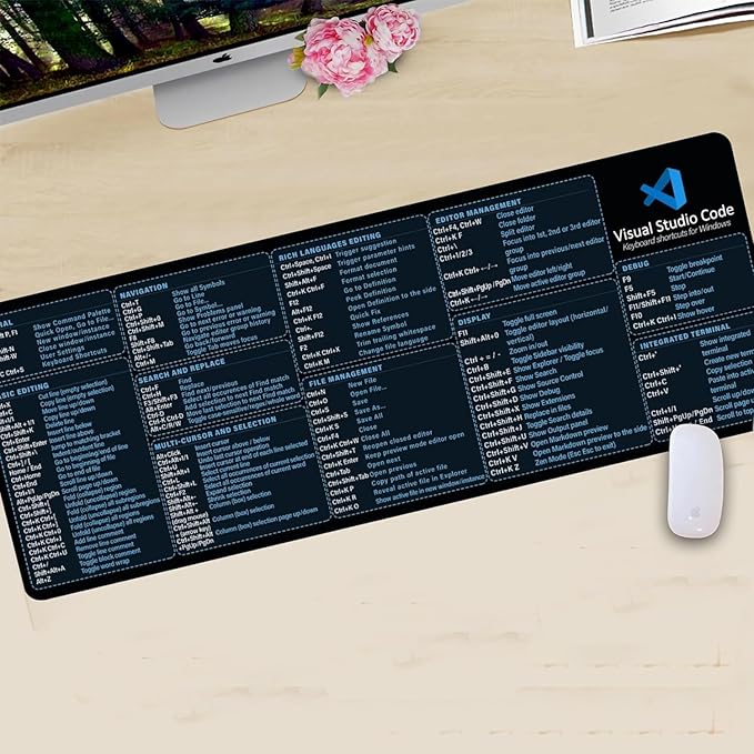Visual Studio Code Shortcuts Mouse mat for Designer Quick Reference Guide Cheats Sheet Mouse Pad Office Supplies Keyboard Tips Gifts for Beginner Photographers Gifts Mouse pad KMH